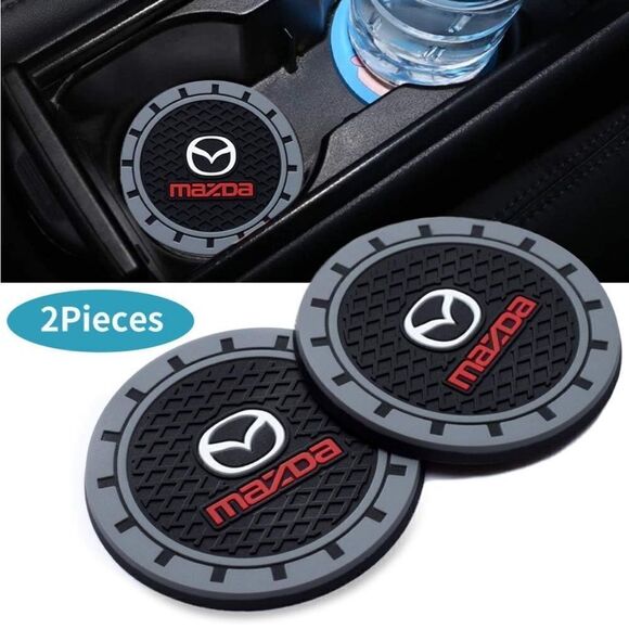 Mazda Car Cup Holder Coasters with Mazda logo set of 2 NWT - Picture 2 of 7